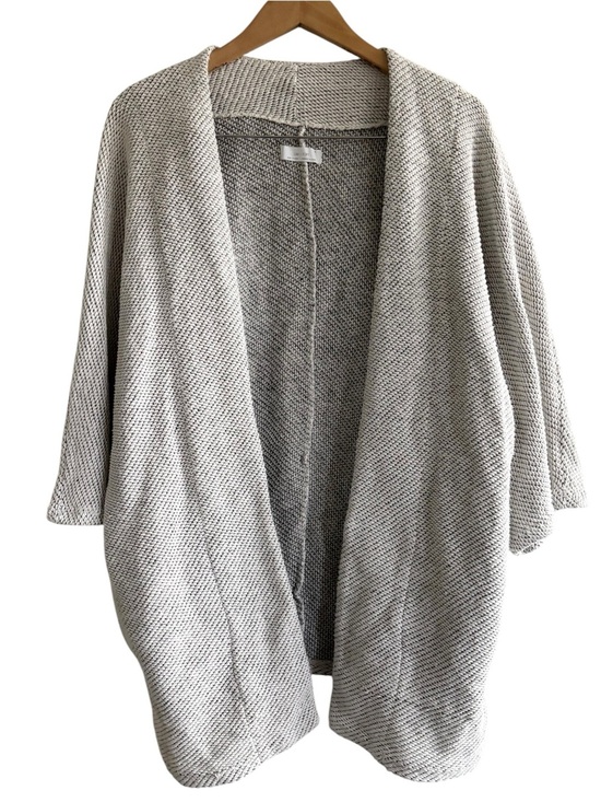 OAK + FORT Sweaters - OAK + FORT Textured Open-Front Cardigan Light Gray